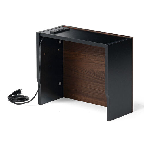 ルーター収納ボックス（ケーブルボックス・幅40cm・高さ33cm・コンセント付き・木製・スリム・壁面収納・電話台・ダークブラウン）