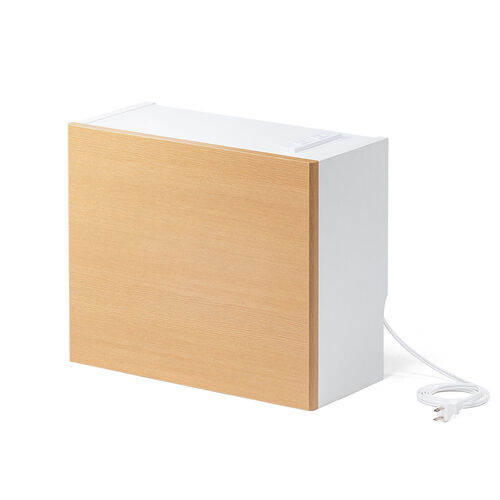 ルーター収納ボックス（ケーブルボックス・幅40cm・高さ33cm・コンセント付き・木製・スリム・壁面収納・電話台・ライトブラウン）