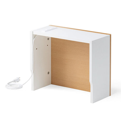 ルーター収納ボックス（ケーブルボックス・幅40cm・高さ33cm・コンセント付き・木製・スリム・壁面収納・電話台・ライトブラウン）