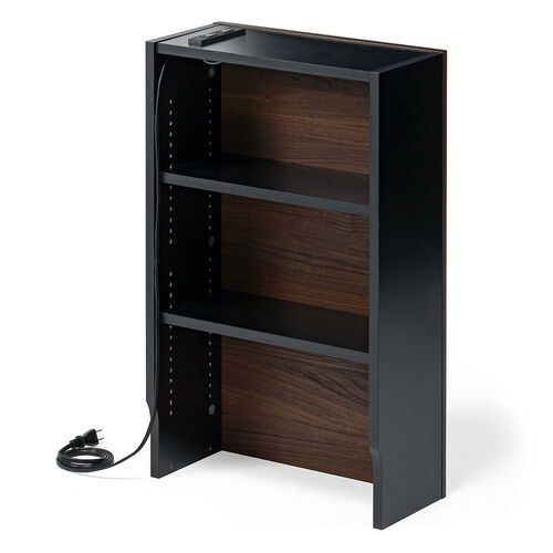 ルーター収納ボックス（ケーブルボックス・幅40cm・高さ65cm・コンセント付き・木製・スリム・壁面収納・電話台・ダークブラウン）