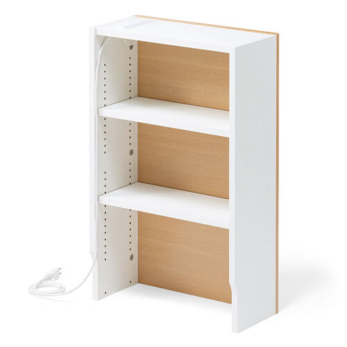 ルーター収納ボックス（ケーブルボックス・幅40cm・高さ65cm・コンセント付き・木製・スリム・壁面収納・電話台・ライトブラウン）