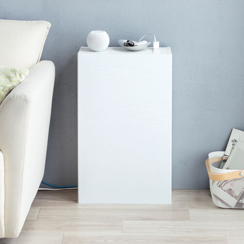 ルーター収納ボックス（ケーブルボックス・幅40cm・高さ65cm・コンセント付き・木製・スリム・壁面収納・電話台・ホワイト）