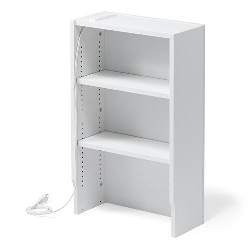 ルーター収納ボックス（ケーブルボックス・幅40cm・高さ65cm・コンセント付き・木製・スリム・壁面収納・電話台・ホワイト）