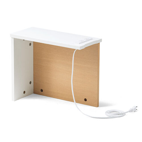 ルーター収納ボックス（ケーブルボックス・幅40cm・高さ33cm・コンセント付き・木製・スリム・壁面収納・角置き・コーナー・電話台・ライトブラウン）