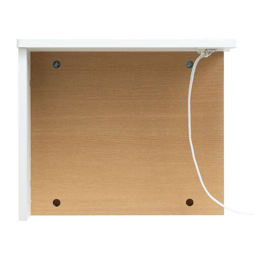 ルーター収納ボックス（ケーブルボックス・幅40cm・高さ33cm・コンセント付き・木製・スリム・壁面収納・角置き・コーナー・電話台・ライトブラウン）