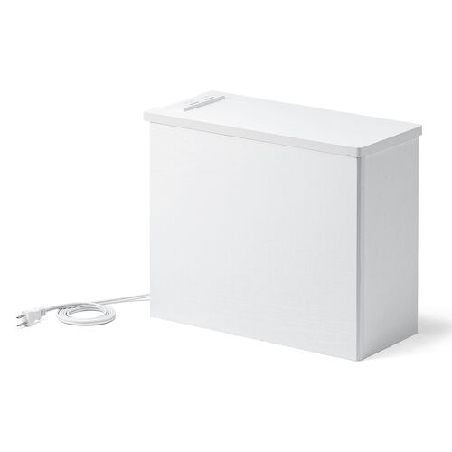 ルーター収納ボックス（ケーブルボックス・幅40cm・高さ33cm・コンセント付き・木製・スリム・壁面収納・角置き・コーナー・電話台・ホワイト）