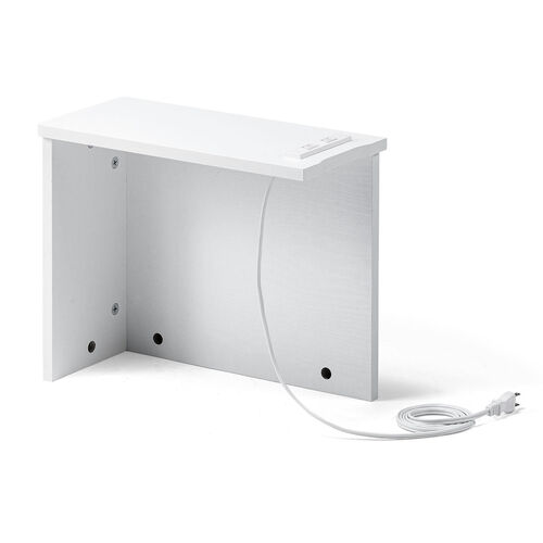 ルーター収納ボックス（ケーブルボックス・幅40cm・高さ33cm・コンセント付き・木製・スリム・壁面収納・角置き・コーナー・電話台・ホワイト）