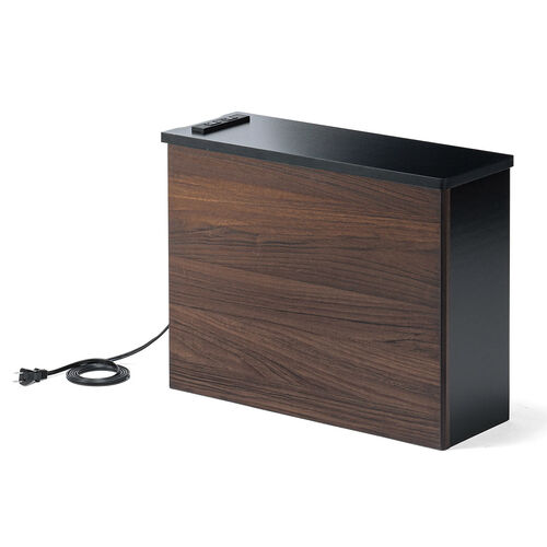 ルーター収納ボックス（ケーブルボックス・幅50cm・高さ38.5cm・コンセント付き・木製・スリム・角置き・壁面収納・コーナー・電話台・ダークブラウン）