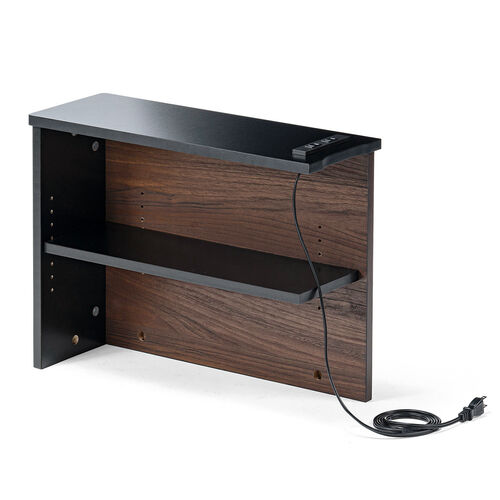 ルーター収納ボックス（ケーブルボックス・幅50cm・高さ38.5cm・コンセント付き・木製・スリム・角置き・壁面収納・コーナー・電話台・ダークブラウン）