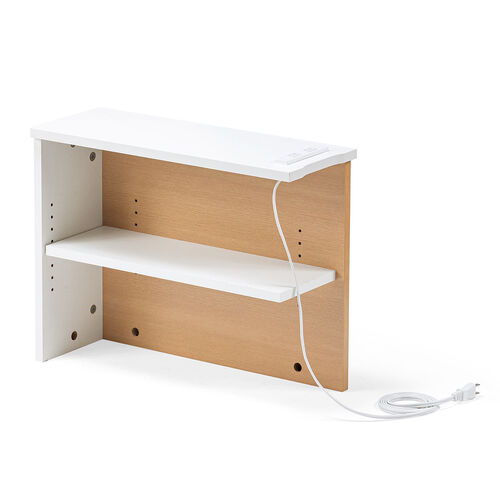 ルーター収納ボックス（ケーブルボックス・幅50cm・高さ38.5cm・コンセント付き・木製・スリム・壁面収納・角置き・コーナー・電話台・ライトブラウン）