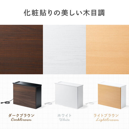 ルーター収納ボックス（ケーブルボックス・幅50cm・高さ38.5cm・コンセント付き・木製・スリム・壁面収納・角置き・コーナー・電話台・ライトブラウン）