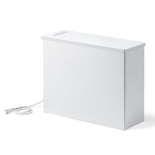 ルーター収納ボックス（ケーブルボックス・幅50cm・高さ38.5cm・コンセント付き・木製・スリム・壁面収納・角置き・コーナー・電話台・ホワイト）