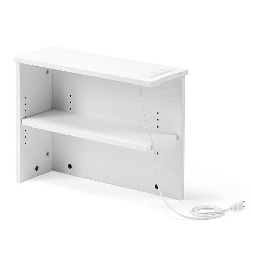 ルーター収納ボックス（ケーブルボックス・幅50cm・高さ38.5cm・コンセント付き・木製・スリム・壁面収納・角置き・コーナー・電話台・ホワイト）