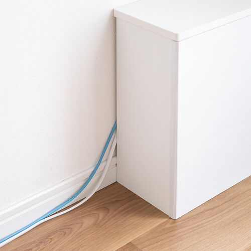 ルーター収納ボックス（ケーブルボックス・幅50cm・高さ38.5cm・コンセント付き・木製・スリム・壁面収納・角置き・コーナー・電話台・ホワイト）