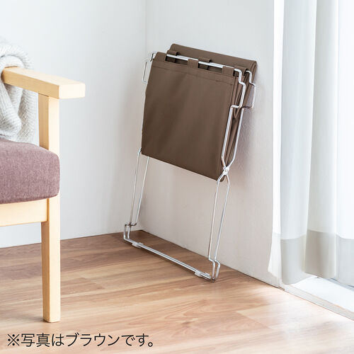 カバン置き（おりたたみ・オフィス・収納ボックス・荷物置き・荷物入れ・手荷物収納・カバン入れ・スタッキング対応・幅50cm・奥行33cm・ブラック・Mサイズ ）