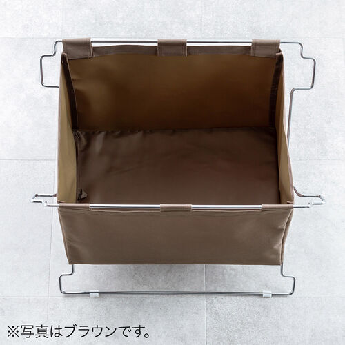 カバン置き（おりたたみ・オフィス・収納ボックス・荷物置き・荷物入れ・手荷物収納・カバン入れ・スタッキング対応・幅50cm・奥行33cm・ブラック・Mサイズ ）