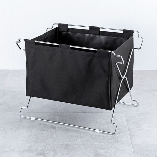 カバン置き（おりたたみ・オフィス・収納ボックス・荷物置き・荷物入れ・手荷物収納・カバン入れ・スタッキング対応・幅50cm・奥行33cm・ブラック・Mサイズ ）