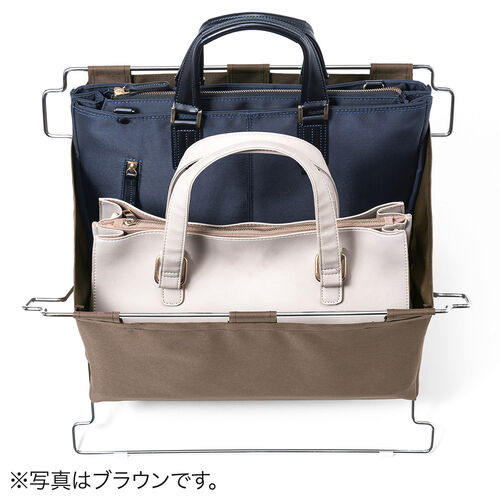 カバン置き（おりたたみ・オフィス・収納ボックス・荷物置き・荷物入れ・手荷物収納・カバン入れ・スタッキング対応・幅50cm・奥行33cm・ブラック・Mサイズ ）