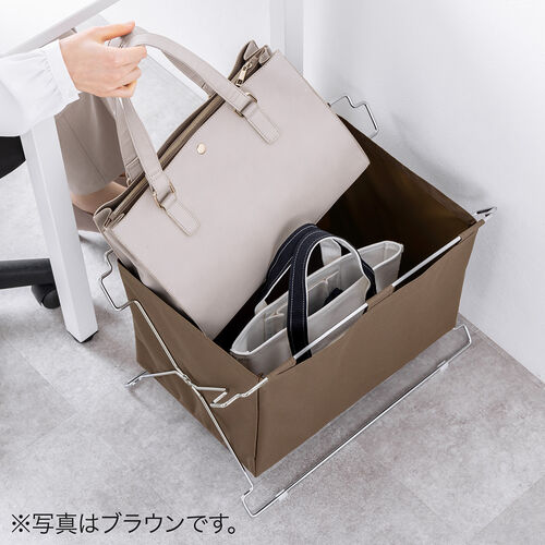 カバン置き（おりたたみ・オフィス・収納ボックス・荷物置き・荷物入れ・手荷物収納・カバン入れ・スタッキング対応・幅50cm・奥行33cm・ブラック・Mサイズ ）