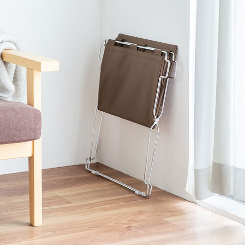 カバン置き（おりたたみ・オフィス・収納ボックス・荷物入れ・手荷物収納・カバン入れ・スタッキング対応・幅50cm・奥行33cm・ブラウン・Mサイズ）