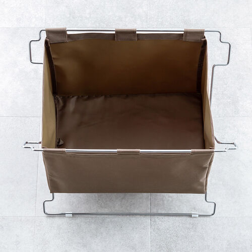 カバン置き（おりたたみ・オフィス・収納ボックス・荷物入れ・手荷物収納・カバン入れ・スタッキング対応・幅50cm・奥行33cm・ブラウン・Mサイズ）