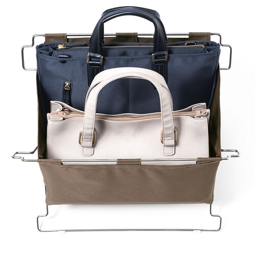 カバン置き（おりたたみ・オフィス・収納ボックス・荷物入れ・手荷物収納・カバン入れ・スタッキング対応・幅50cm・奥行33cm・ブラウン・Mサイズ）