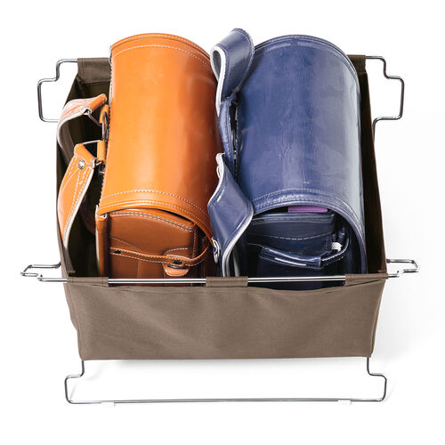 カバン置き（おりたたみ・オフィス・収納ボックス・荷物入れ・手荷物収納・カバン入れ・スタッキング対応・幅50cm・奥行33cm・ブラウン・Mサイズ）