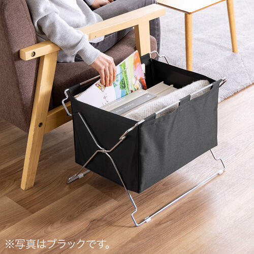 カバン置き（おりたたみ・オフィス・収納ボックス・荷物入れ・手荷物収納・カバン入れ・スタッキング対応・幅50cm・奥行33cm・ブラウン・Mサイズ）