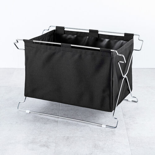 荷物置き（折りたたみ・荷物入れ・手荷物収納・カバン入れ・スタッキング対応・幅55cm・奥行33cm・ブラック・Lサイズ）