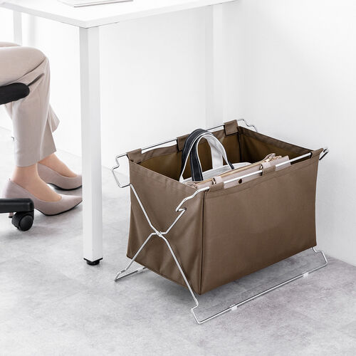 荷物置き（折りたたみ・荷物入れ・手荷物収納・カバン入れ・スタッキング対応・幅55cm・奥行33cm・ブラウン・Lサイズ）