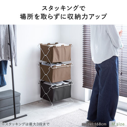 荷物置き（折りたたみ・荷物入れ・手荷物収納・カバン入れ・スタッキング対応・幅55cm・奥行33cm・ブラウン・Lサイズ）
