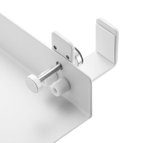 デスク下収納ラック（Sサイズ・幅40cm・1段タイプ・クランプ・マグネット・木ネジ取付け・スチール製・フック付き・ケーブルトレー・ホワイト）