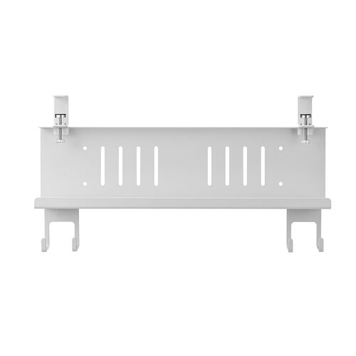 デスク下収納ラック（Sサイズ・幅40cm・1段タイプ・クランプ・マグネット・木ネジ取付け・スチール製・フック付き・ケーブルトレー・ホワイト）