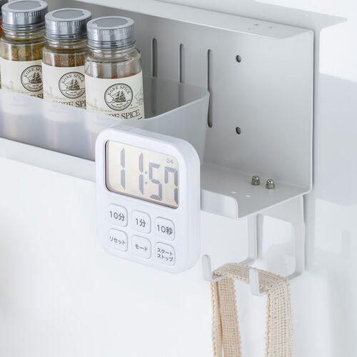 デスク下収納ラック（Sサイズ・幅40cm・1段タイプ・クランプ・マグネット・木ネジ取付け・スチール製・フック付き・ケーブルトレー・ホワイト）