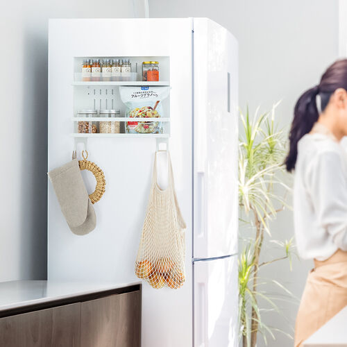 デスク下収納ラック（Lサイズ・幅40cm・2段タイプ・クランプ・マグネット・木ネジ取付け・スチール製・フック・棚板付き・ケーブルトレー・ホワイト）