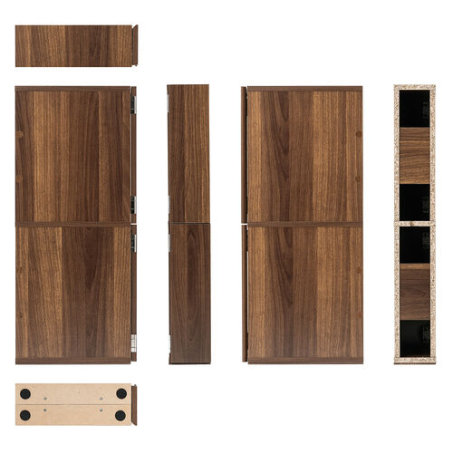 隙間収納ラック（スリムワゴン・幅12cm・高さ80cm・タップ収納・充電ステーション・配線整理・ルーター・Wi-Fi・Nintendo Switch・モデム・扉付き・木製・5段・ダークブラウン）