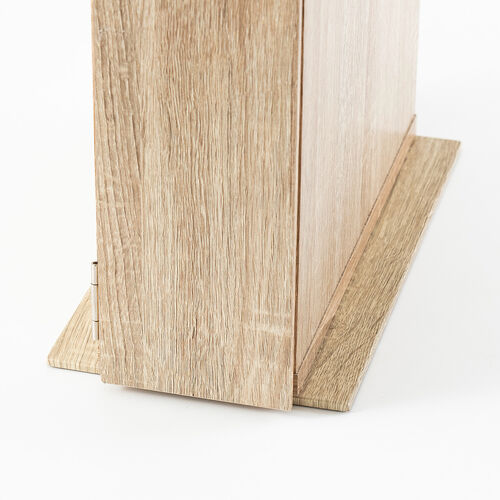 隙間収納ラック（スリムワゴン・幅12cm・高さ80cm・タップ収納・充電ステーション・配線整理・ルーター・Wi-Fi・Nintendo Switch・モデム・扉付き・木製・5段・ライトブラウン）