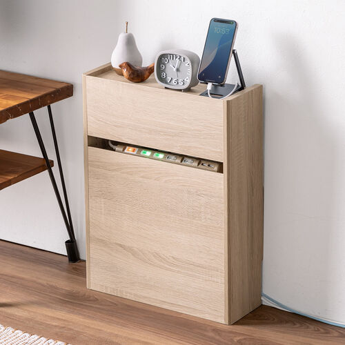 ルーター収納40（W40×D26.5×H80cm） 白木目 【完成品】 Amazon.co.jp: クロシオ 電話台 白木目 幅40×奥行26.5×高さ80cm