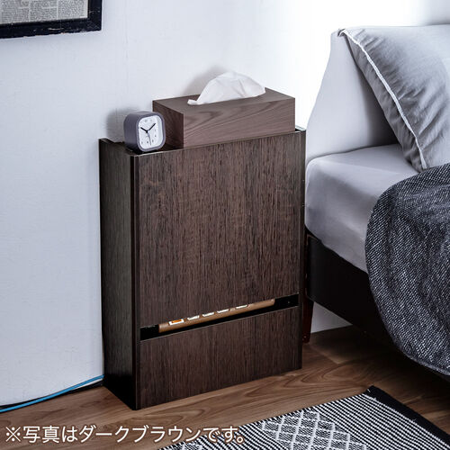 ルーター収納ボックス（ケーブルボックス・幅40cm・高さ52.4cm・充電ステーション・大型ルーター・Wi-Fi モデム・扉付き・木製・2段・ライトブラウン）