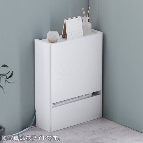 ルーター収納ボックス（ケーブルボックス・幅40cm・高さ52.4cm・充電ステーション・大型ルーター・Wi-Fi モデム・扉付き・木製・2段・ライトブラウン）