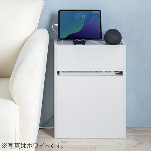 ルーター収納ボックス（ケーブルボックス・幅40cm・高さ52.4cm・充電ステーション・大型ルーター・Wi-Fi モデム・扉付き・木製・2段・ライトブラウン）