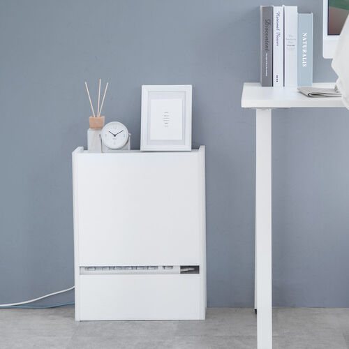 ルーター収納ボックス（ケーブルボックス・幅40cm・高さ52.4cm・充電ステーション・大型ルーター・Wi-Fi モデム・扉付き・木製・2段・ホワイト）