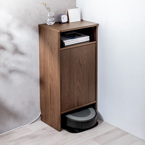 ロボット掃除機収納ボックス（自動ゴミ収集機能付き機種対応・ダストボックス対応・ルンバ基地・ルーター収納・ケーブル収納・タップボックス・充電ステーション・木製・3段・高さ85cm・ダークブラウン）