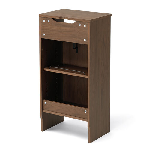 ロボット掃除機収納ボックス（自動ゴミ収集機能付き機種対応・ダストボックス対応・ルンバ基地・ルーター収納・ケーブル収納・タップボックス・充電ステーション・木製・3段・高さ85cm・ダークブラウン）