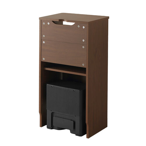 ロボット掃除機収納ボックス（自動ゴミ収集機能付き機種対応・ダストボックス対応・ルンバ基地・ルーター収納・ケーブル収納・タップボックス・充電ステーション・木製・3段・高さ85cm・ダークブラウン）