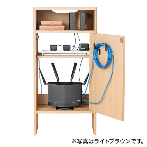 ロボット掃除機収納ボックス（自動ゴミ収集機能付き機種対応・ダストボックス対応・ルンバ基地・ルーター収納・ケーブル収納・タップボックス・充電ステーション・木製・3段・高さ85cm・ダークブラウン）