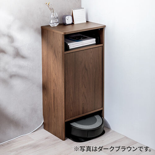 ロボット掃除機収納ボックス（自動ゴミ収集機能付き機種対応・ダストボックス対応・ルンバ基地・ルーター収納・ケーブル収納・タップボックス・充電ステーション・木製・3段・高さ85cm・ライトブラウン）