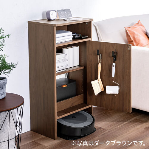 ロボット掃除機収納ボックス（自動ゴミ収集機能付き機種対応・ダストボックス対応・ルンバ基地・ルーター収納・ケーブル収納・タップボックス・充電ステーション・木製・3段・高さ85cm・ライトブラウン）