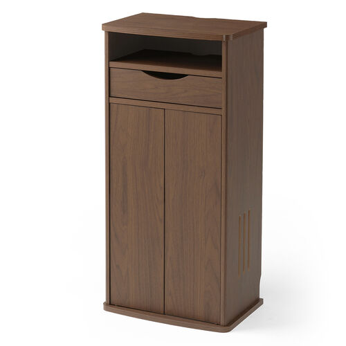 ルーター収納ボックス（電話台・幅40cm・扉付・引き出し付・木製・ケーブルボックス・コード収納・ゲーム機収納・ラック・FAX台・モデム収納・ダークブラウン）