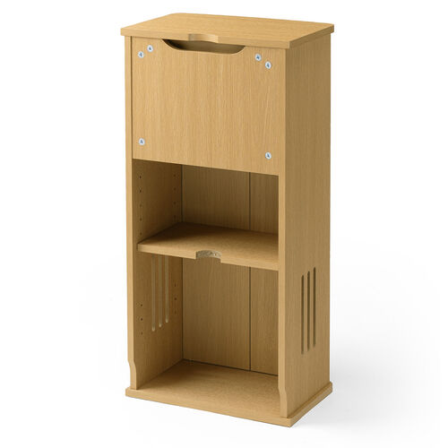 ルーター収納ボックス（電話台・幅40cm・扉付・引き出し付・木製・ケーブルボックス・コード収納・ゲーム機収納・ラック・FAX台・モデム収納・ライトブラウン）